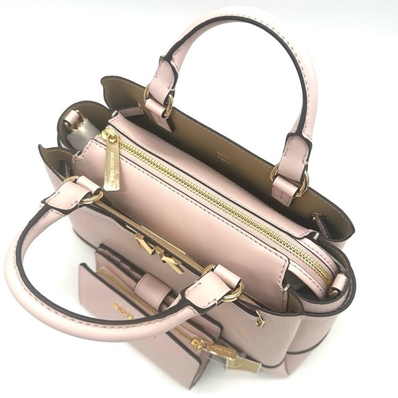 Michael Kors Reed Small Satchel Crossbody Bag & MD Bifold Zip Chain Wallet Pink - Picture 11 of 16